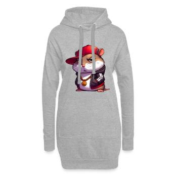 hamster hiphop - Sweat-shirt à capuche long Femme - gris chiné - Devant