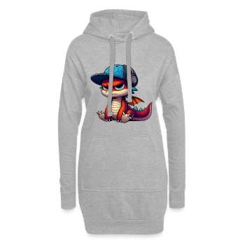 HipHop-Drache - Hoodie-Kleid - Grau meliert - Vorne