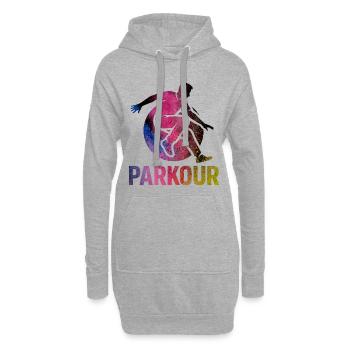 Parkour Jump - Design urbain dynamique - Sweat-shirt à capuche long Femme - gris chiné - Devant