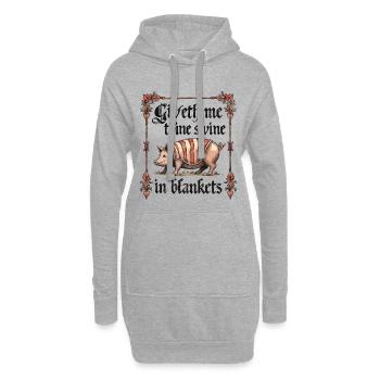 Gib mir dein Schwein in Decken - Hoodie-Kleid - Grau meliert - Vorne