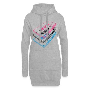 Kassetten 3D – Retro Mixtape Vintage Perspektive - Hoodie-Kleid - Grau meliert - Vorne