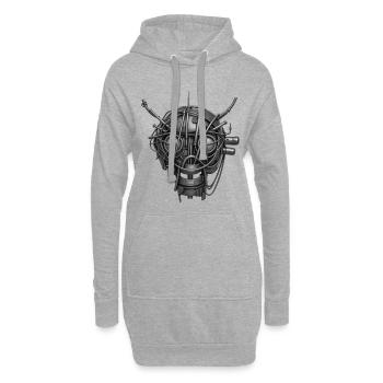 ROBOTERMASKE #2 – Schwarz-Weiß - Hoodie-Kleid - Grau meliert - Vorne