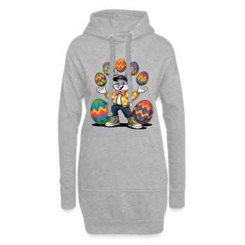 Lapin de Pâques coloré avec des œufs colorés - Sweat-shirt à capuche long Femme - gris chiné - Devant