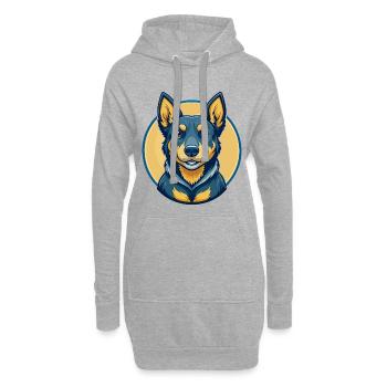 Australischer Kelpie-Hund Kawaii Cartoon-Clipart-Logo - Hoodie-Kleid - Grau meliert - Vorne