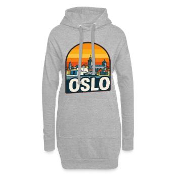 Oslo Norway Skyline Retro Sonnenuntergang Vintage-Design - Hoodie-Kleid - Grau meliert - Vorne