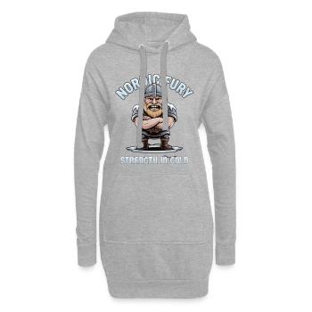 Nordic Fury: Stärke in Kälte | lustige Bilder - Hoodie-Kleid - Grau meliert - Vorne