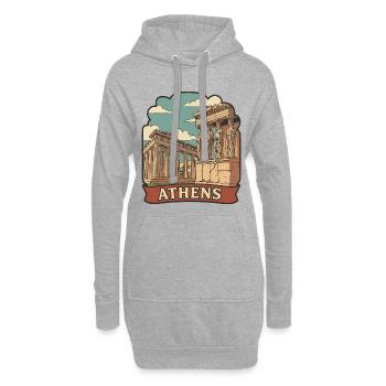 Insigne de voyage vintage de l’Acropole d’Athènes Grèce - Sweat-shirt à capuche long Femme - gris chiné - Devant
