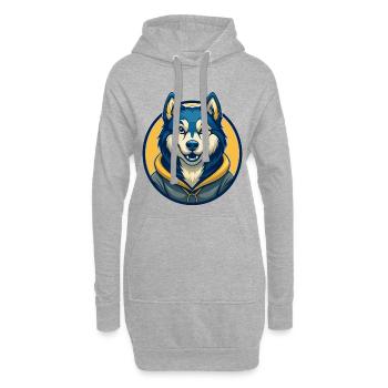 Husky Dog Kawaii Maskottchen Cartoon Clipart Logo Abzeichen - Hoodie-Kleid - Grau meliert - Vorne