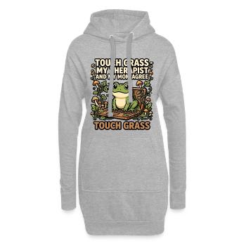 Touch Grass Frog Computer Humor - Hoodie Dress - heather grey - Front