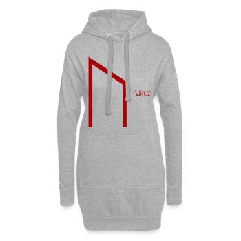 Rune Uruz nommée Rouge – Viking Futhark Norse - Sweat-shirt à capuche long Femme - gris chiné - Devant