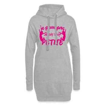 fille petite Je peux pas je suis trop Petite - Sweat-shirt à capuche long Femme - gris chiné - Devant