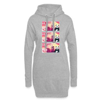 Chemise en fleur de cerisier, Panda Sakura Kawaii femme - Sweat-shirt à capuche long Femme - gris chiné - Devant