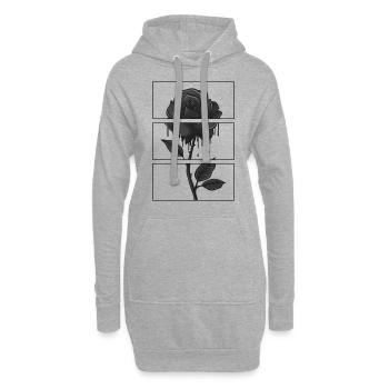 Gothic-Hemd, blutende schwarze Rose Soft Grunge - Hoodie-Kleid - Grau meliert - Vorne