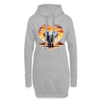 Elefantenherzohren Valentinstag Safari Romantik - Hoodie-Kleid - Grau meliert - Vorne