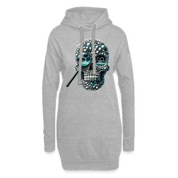 Crâne moléculaire chemise taupe jour Science enthousiaste - Sweat-shirt à capuche long Femme - gris chiné - Devant