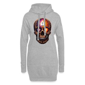 Dawn of Hope Totenkopf Shirt Rettungsleine und Solidarität - Hoodie-Kleid - Grau meliert - Vorne