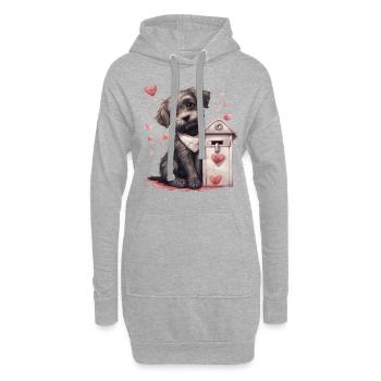 Hund liefert Liebesbrief Valentinstag Hund - Hoodie-Kleid - Grau meliert - Vorne