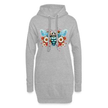 Fliege verliebt Herz Augen Valentinstag Leben - Hoodie-Kleid - Grau meliert - Vorne