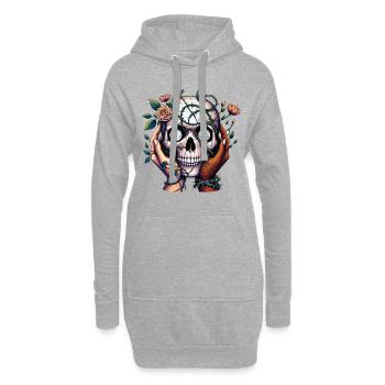 Heilende Hände Schädel T-Shirt Unterstützende Umarmung Mental - Hoodie-Kleid - Grau meliert - Vorne