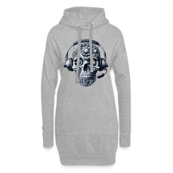 T-shirt de héros de répartiteur de t-shirt de crâne d'appel d'urgence - Sweat-shirt à capuche long Femme - gris chiné - Devant