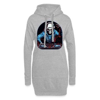 DJ Skeleton Spin et Rock - Sweat-shirt à capuche long Femme - gris chiné - Devant