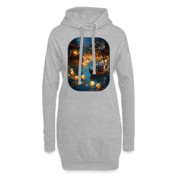 Lanterne Festival souris Miniature Wonder T Shirt - Sweat-shirt à capuche long Femme - gris chiné - Devant