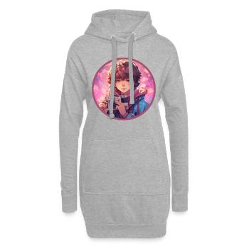 Indie Anime Boy Appareil photo vintage Vaporwave - Sweat-shirt à capuche long Femme - gris chiné - Devant