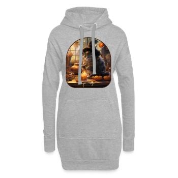 Magisches Rezept Hexenkatze braut einen Pilz - Hoodie-Kleid - Grau meliert - Vorne
