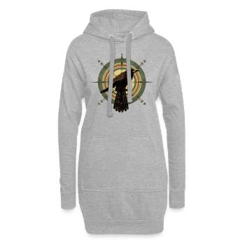 Précision de mise au point du corbeau de tir à l’arc zen - Sweat-shirt à capuche long Femme - gris chiné - Devant