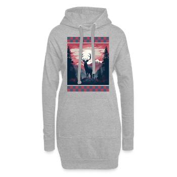 Abenddämmerung Wald Amerikanische Flagge Bäume Berg Camo - Hoodie-Kleid - Grau meliert - Vorne