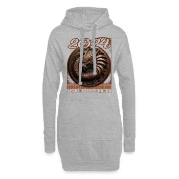 Chines Nouvel An de Dragon Cuir Embossé - Sweat-shirt à capuche long Femme - gris chiné - Devant