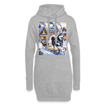 Husky sibérien Cottagecore Winter Wonderland Hommes - Sweat-shirt à capuche long Femme - gris chiné - Devant