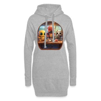Mecha Robots Anime Mignon Boba Thé Jeux - Sweat-shirt à capuche long Femme - gris chiné - Devant