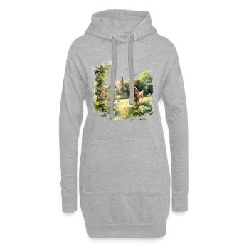 Teckel Chien Cottagecore Meadow Frolic Hommes Femmes - Sweat-shirt à capuche long Femme - gris chiné - Devant