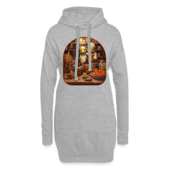 Frosch Kaninchen Marmelade Herstellung Beeren Ernte Cottagecore - Hoodie-Kleid - Grau meliert - Vorne