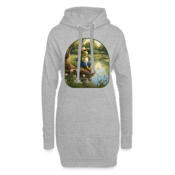 Cottagecore grenouille étang de pêche saules - Sweat-shirt à capuche long Femme - gris chiné - Devant