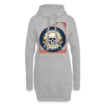 Piraten Totenschädel und gekreuzte Knochen Pickleball Paddel - Hoodie-Kleid - Grau meliert - Vorne