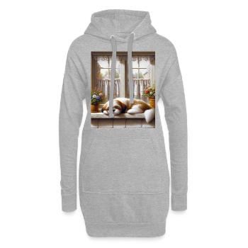 Shih Tzu Sunlit Cottagecore Naptime Männer Frauen - Hoodie-Kleid - Grau meliert - Vorne
