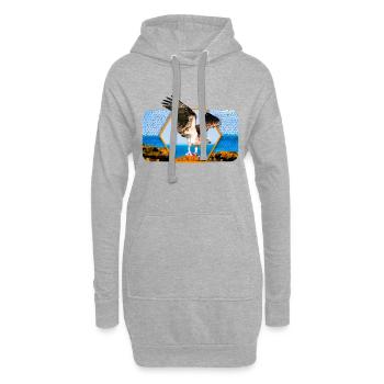 Aigle aux ailes déployées et forme graphique - Sweat-shirt à capuche long Femme - gris chiné - Devant