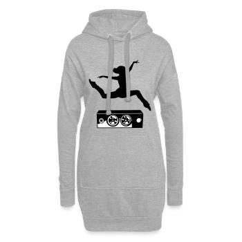 Tänzerin und Lautsprecher - Hoodie-Kleid - Grau meliert - Vorne