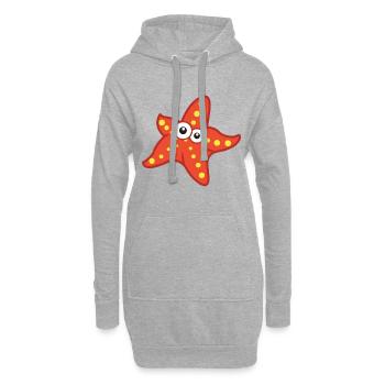 Cartoon-Seestern in Rot auf T-Shirts - Hoodie-Kleid - Grau meliert - Vorne