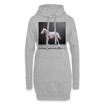 Bébé Cheval Rose Gris Saut - Sweat-shirt à capuche long Femme - gris chiné - Devant