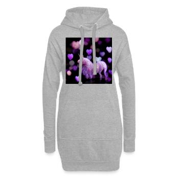 Lila Einhorn mit Herzen - Hoodie-Kleid - Grau meliert - Vorne