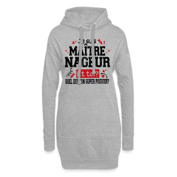 Maître-Nageur Cadeau Piscine T-shirt Super Pouvoir - Sweat-shirt à capuche long Femme - gris chiné - Devant