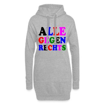 Alle gegen rechts - Hoodie-Kleid - Grau meliert - Vorne