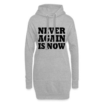 Never again is now - Sweat-shirt à capuche long Femme - gris chiné - Devant