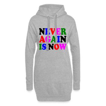 Never again is now - Sweat-shirt à capuche long Femme - gris chiné - Devant