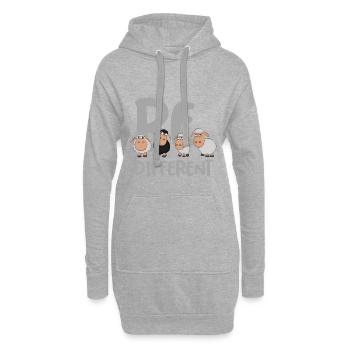 Be different Schafe: Einzigartiges schwarzes Schaf - Hoodie-Kleid - Grau meliert - Vorne