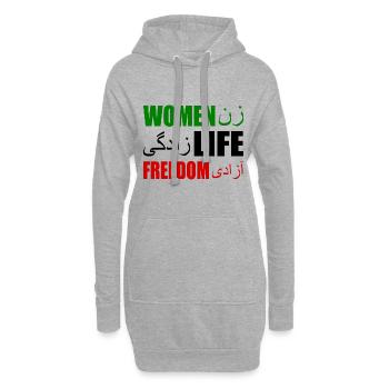 Women life freedom - Sweat-shirt à capuche long Femme - gris chiné - Devant