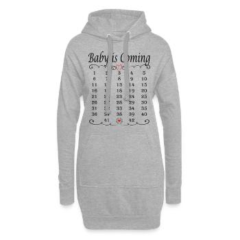 Mama Baby Kalender Countdown Schwangerschaft als - Hoodie-Kleid - Grau meliert - Vorne